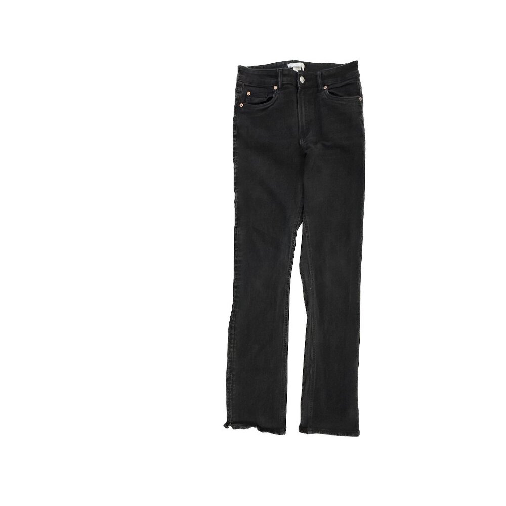 H&M Straight Leg Slit Hem Women's size 8 Black Denim jeans